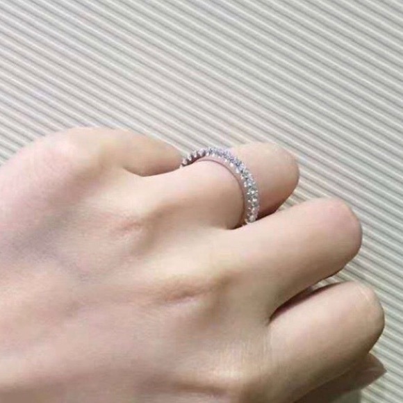 NEW 925 STERLING SILVER DIAMOND FULL ETERNITY RING - Picture 4 of 7